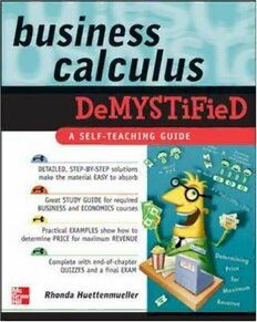 Download Business Calculus Demystified PDF by Rhonda Huettenmueller