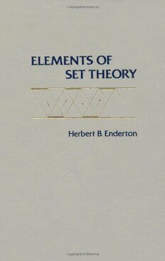 Download Elements Of Set Theory Vol 1 PDF By Herbert B. Enderton