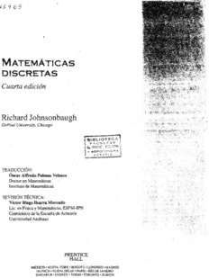 Download Matemáticas Discretas (4ª Edición) PDF By Johnsonbaugh, Richard