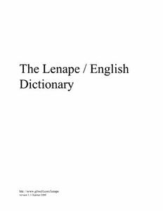 Download The Lenape / English Dictionary PDF